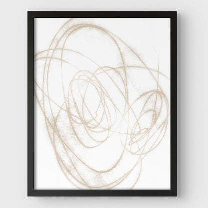 Beige Orbital Geometric Abstract Line Drawing Print