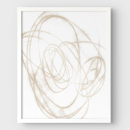Beige Orbital Geometric Abstract Line Drawing Print