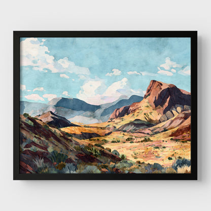 Big Bend Desert Landscape Watercolor Print