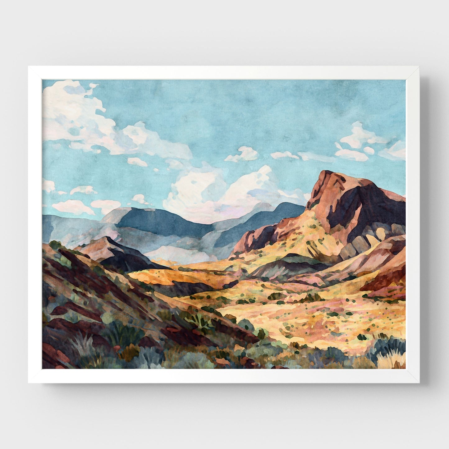 Big Bend Desert Landscape Watercolor Print