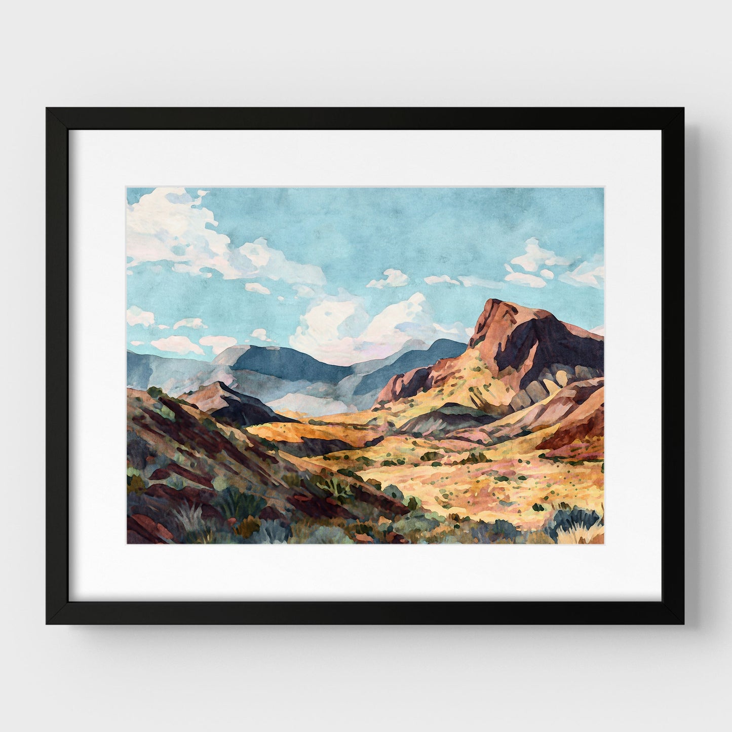 Big Bend Desert Landscape Watercolor Print