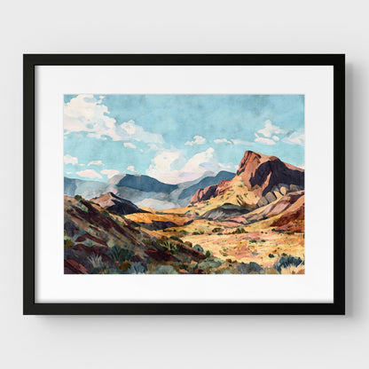 Big Bend Desert Landscape Watercolor Print