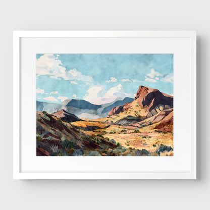Big Bend Desert Landscape Watercolor Print