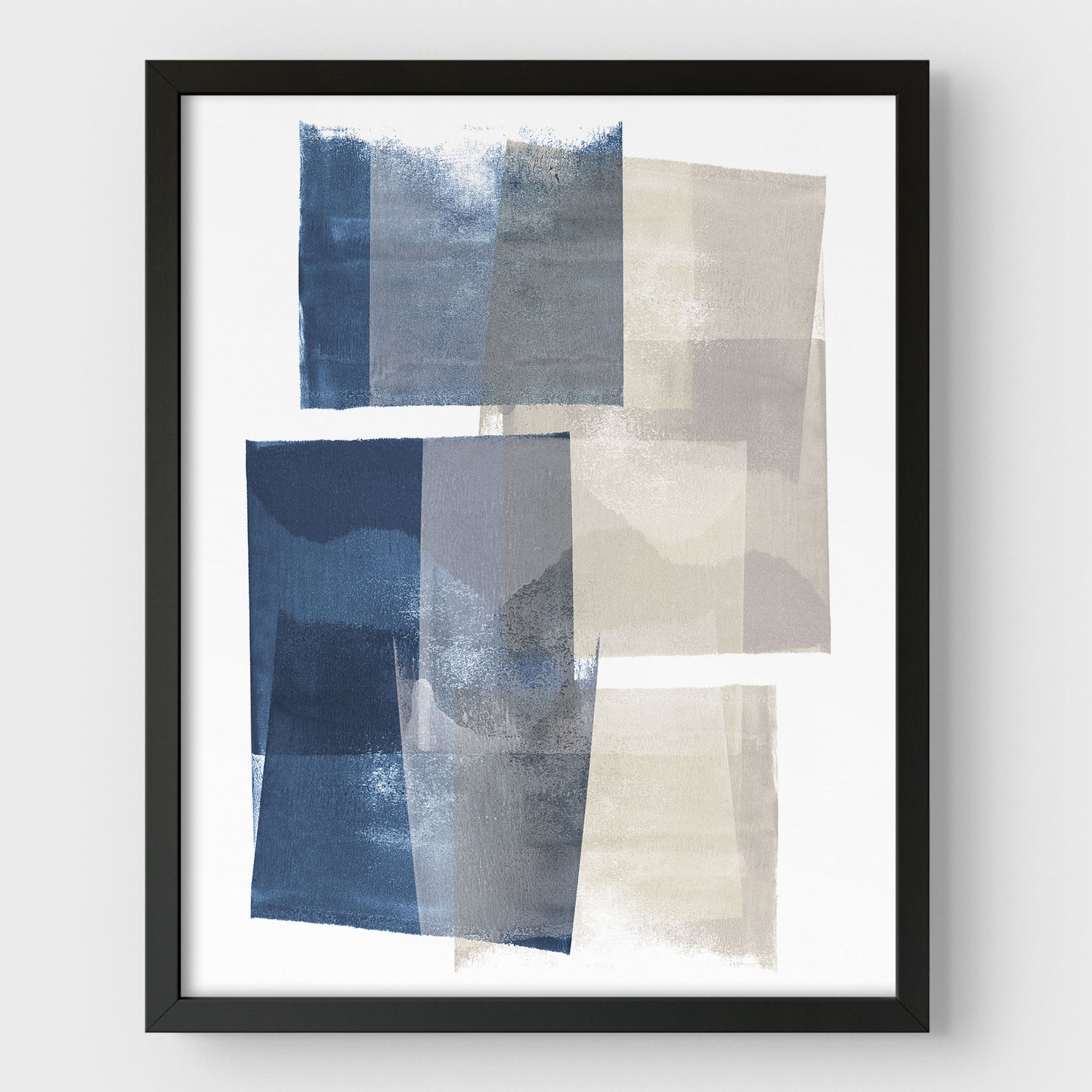 Blue and Beige Blocks Print