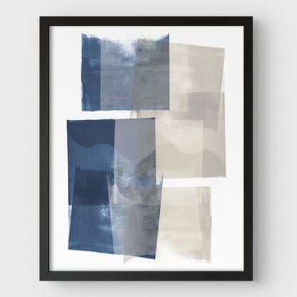 Blue and Beige Blocks Print