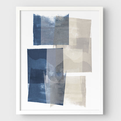 Blue and Beige Blocks Print