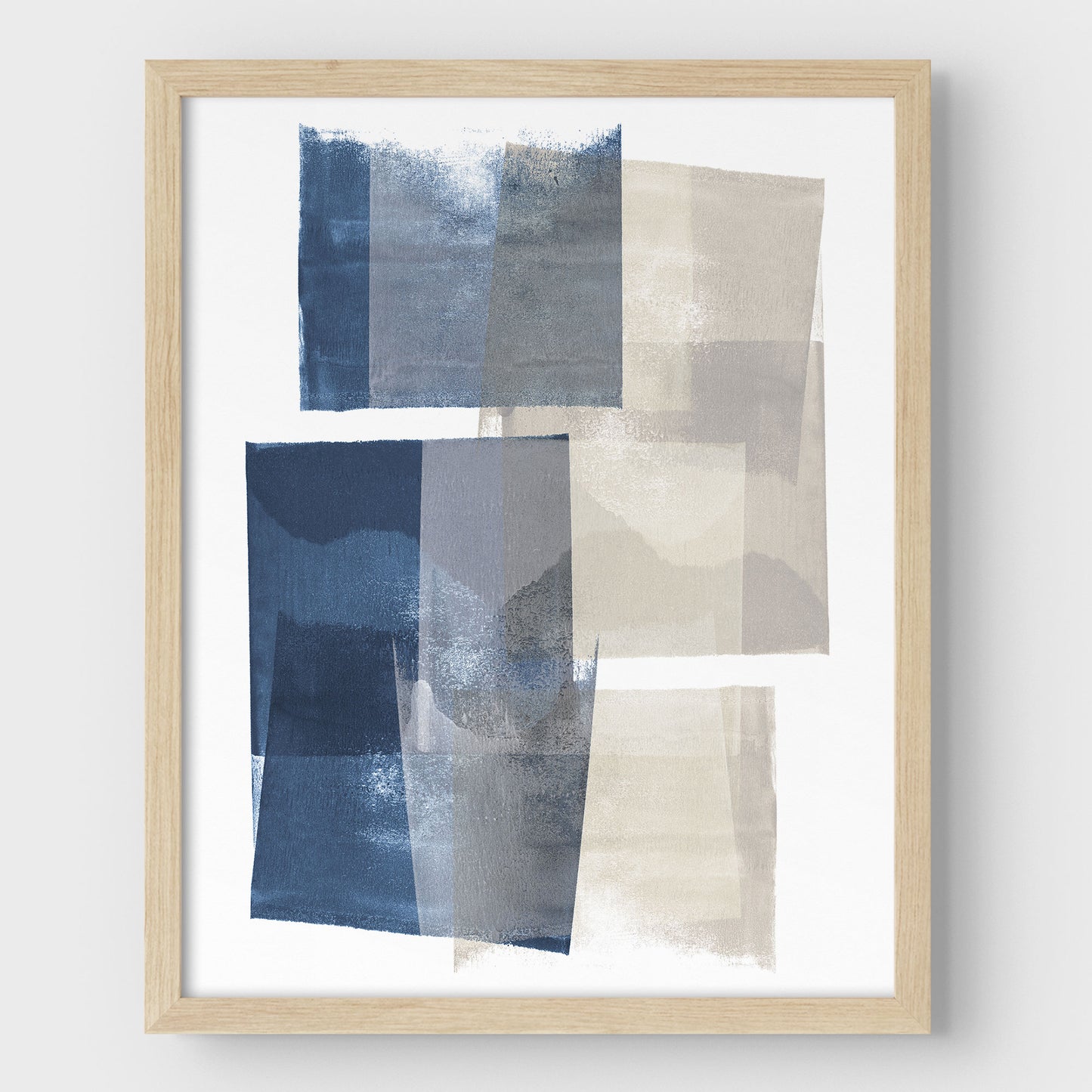 Blue and Beige Blocks Print
