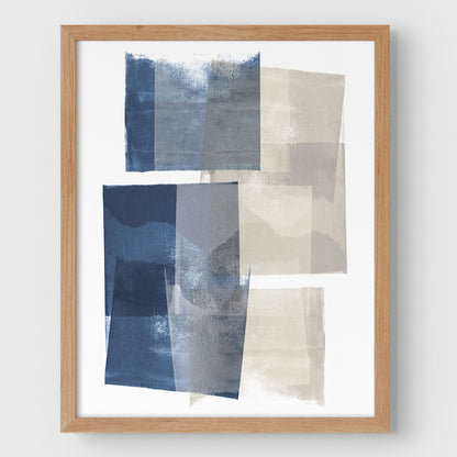 Blue and Beige Blocks Print