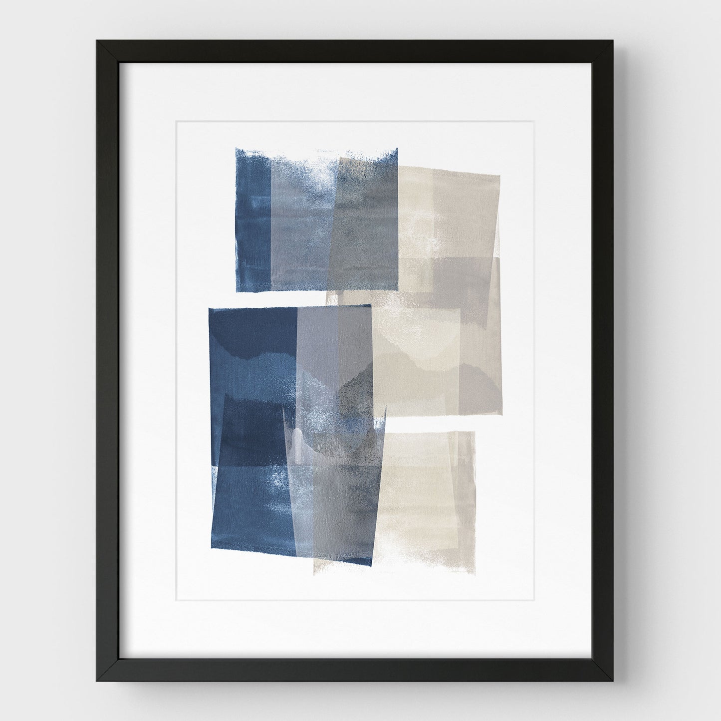 Blue and Beige Blocks Print