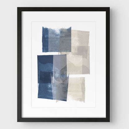 Blue and Beige Blocks Print