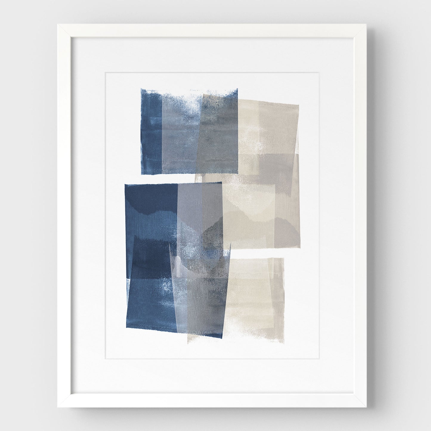 Blue and Beige Blocks Print
