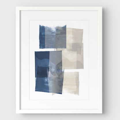 Blue and Beige Blocks Print