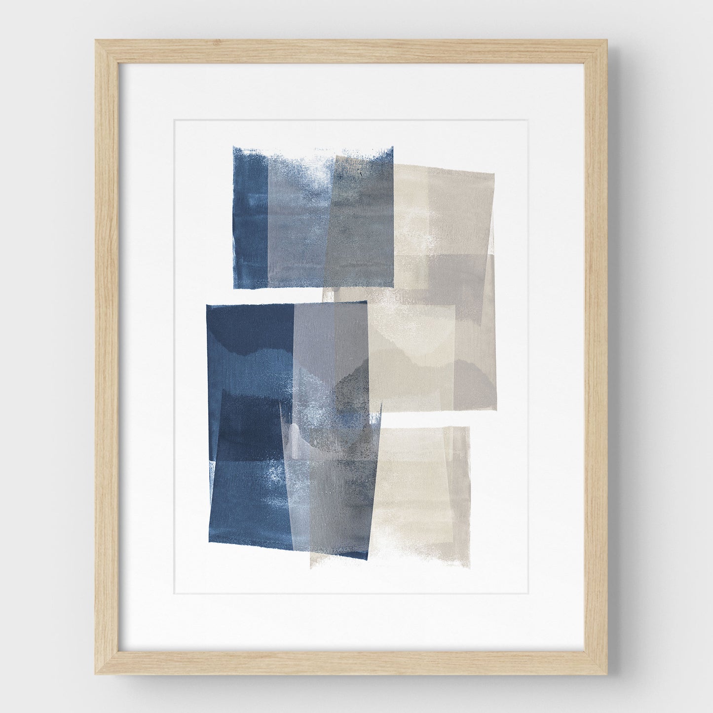 Blue and Beige Blocks Print