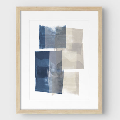 Blue and Beige Blocks Print