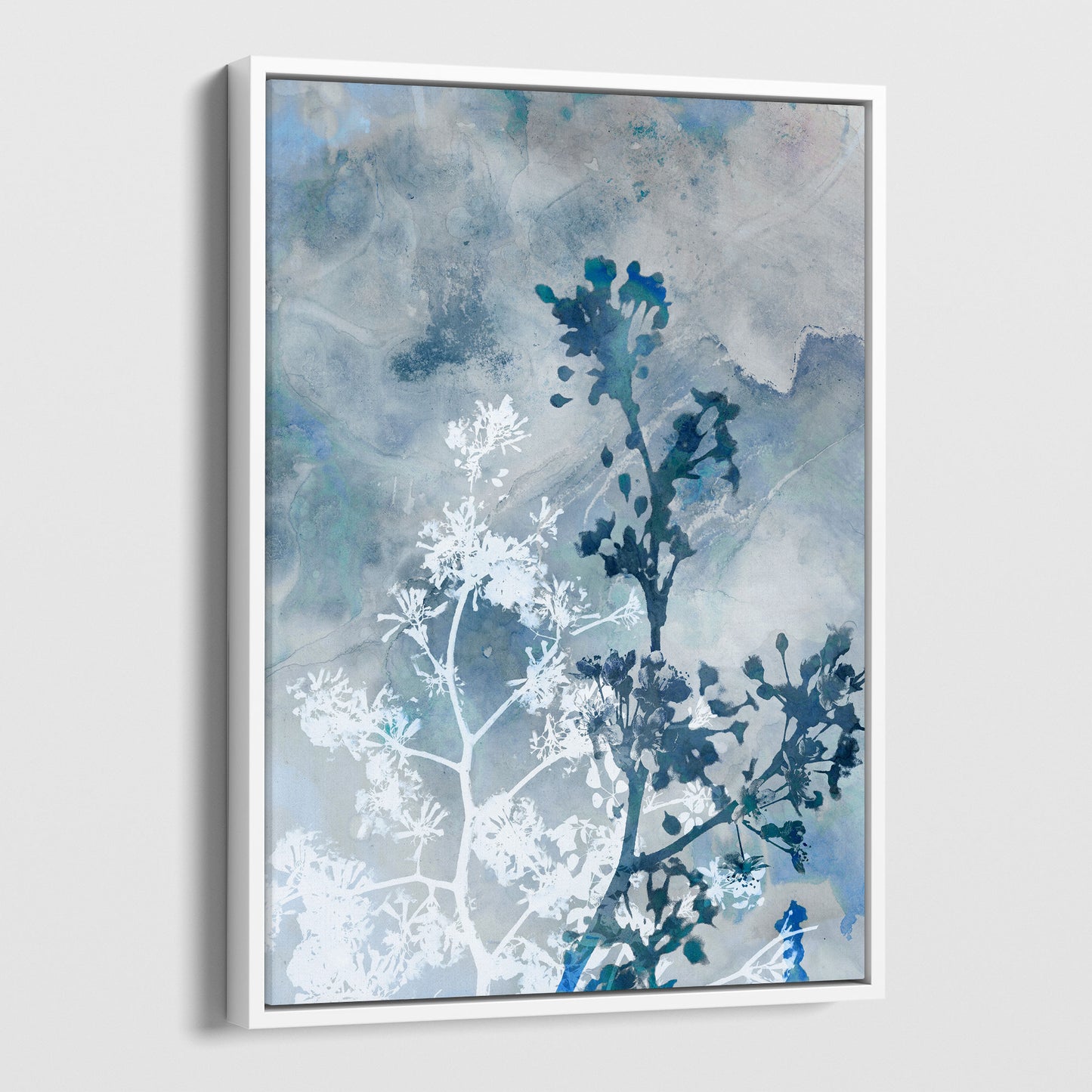 Blue Botanical Silhouette Print