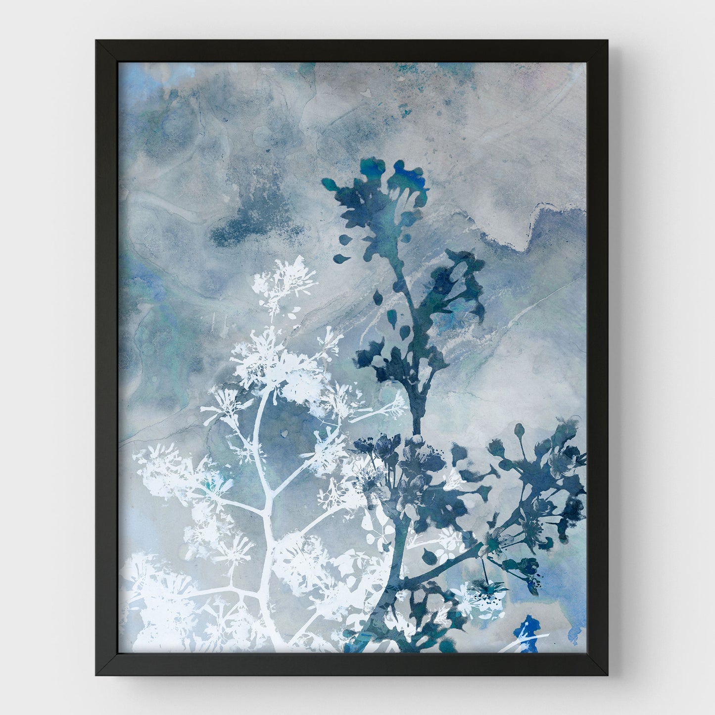 Blue Botanical Silhouette Print