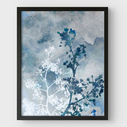 Blue Botanical Silhouette Print
