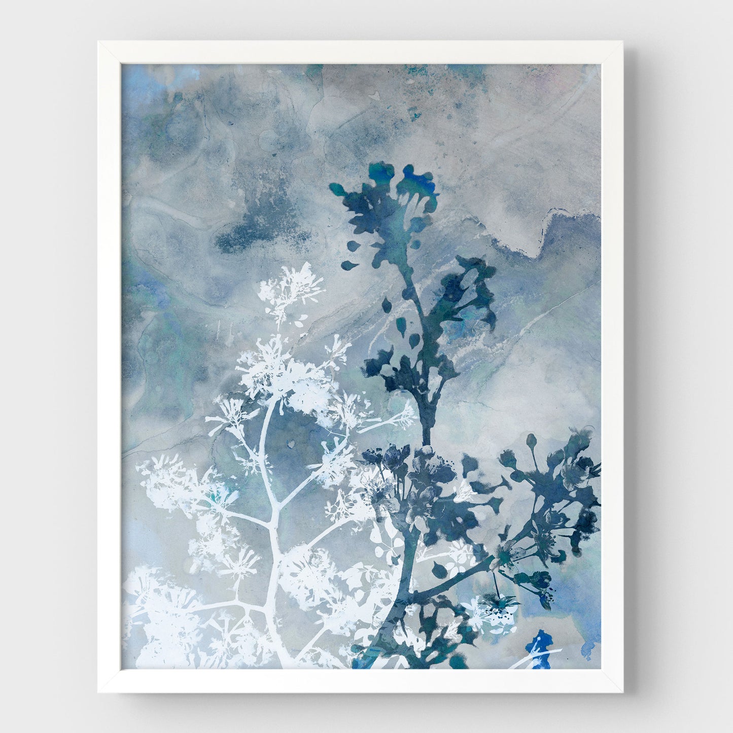 Blue Botanical Silhouette Print
