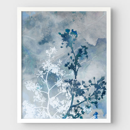 Blue Botanical Silhouette Print