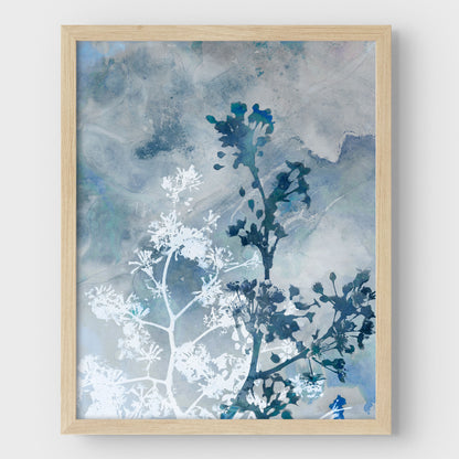Blue Botanical Silhouette Print