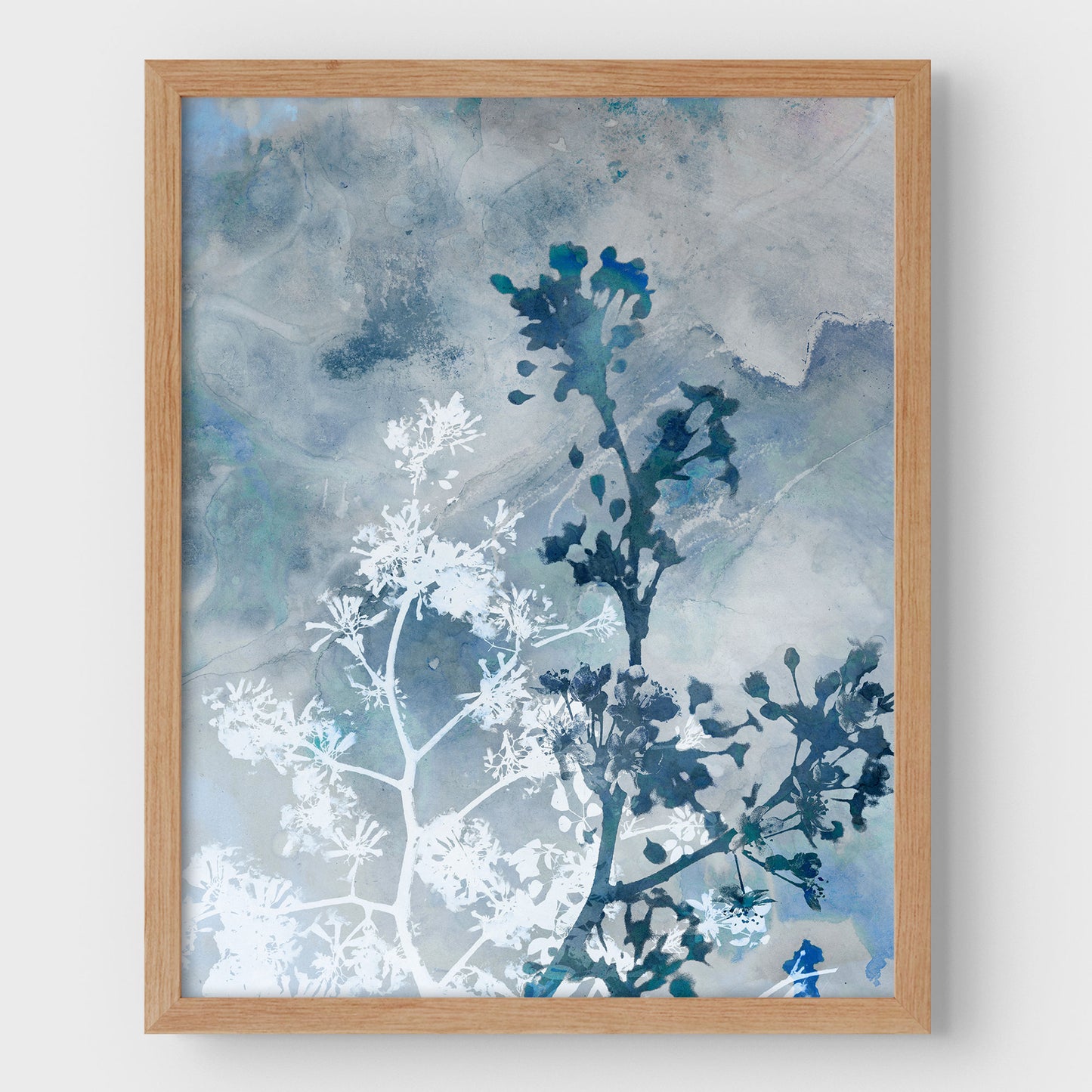 Blue Botanical Silhouette Print