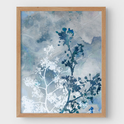 Blue Botanical Silhouette Print