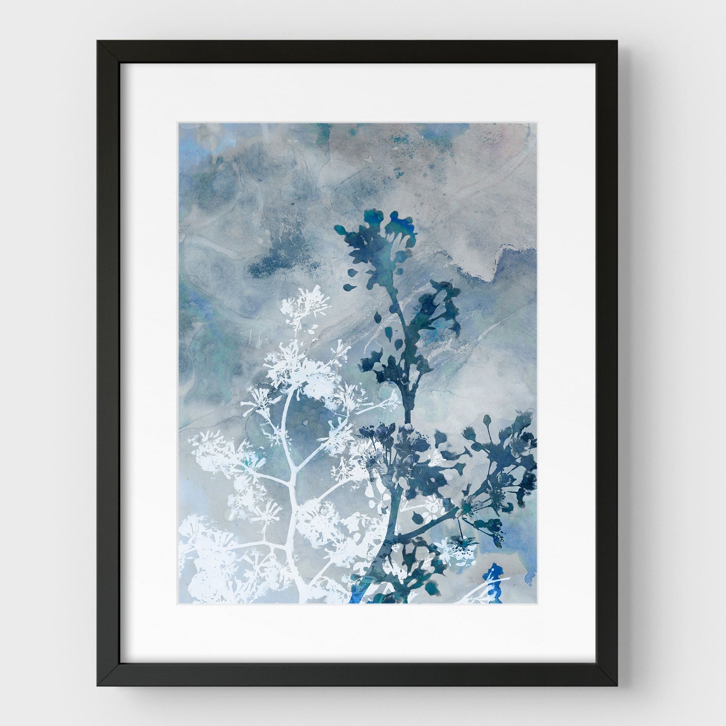 Blue Botanical Silhouette Print