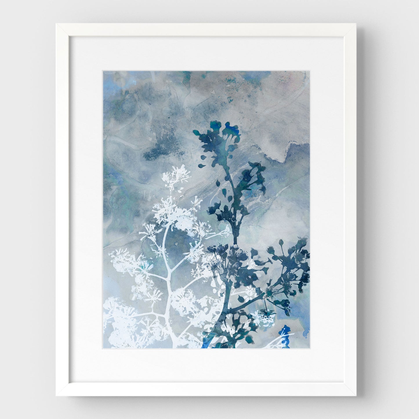 Blue Botanical Silhouette Print