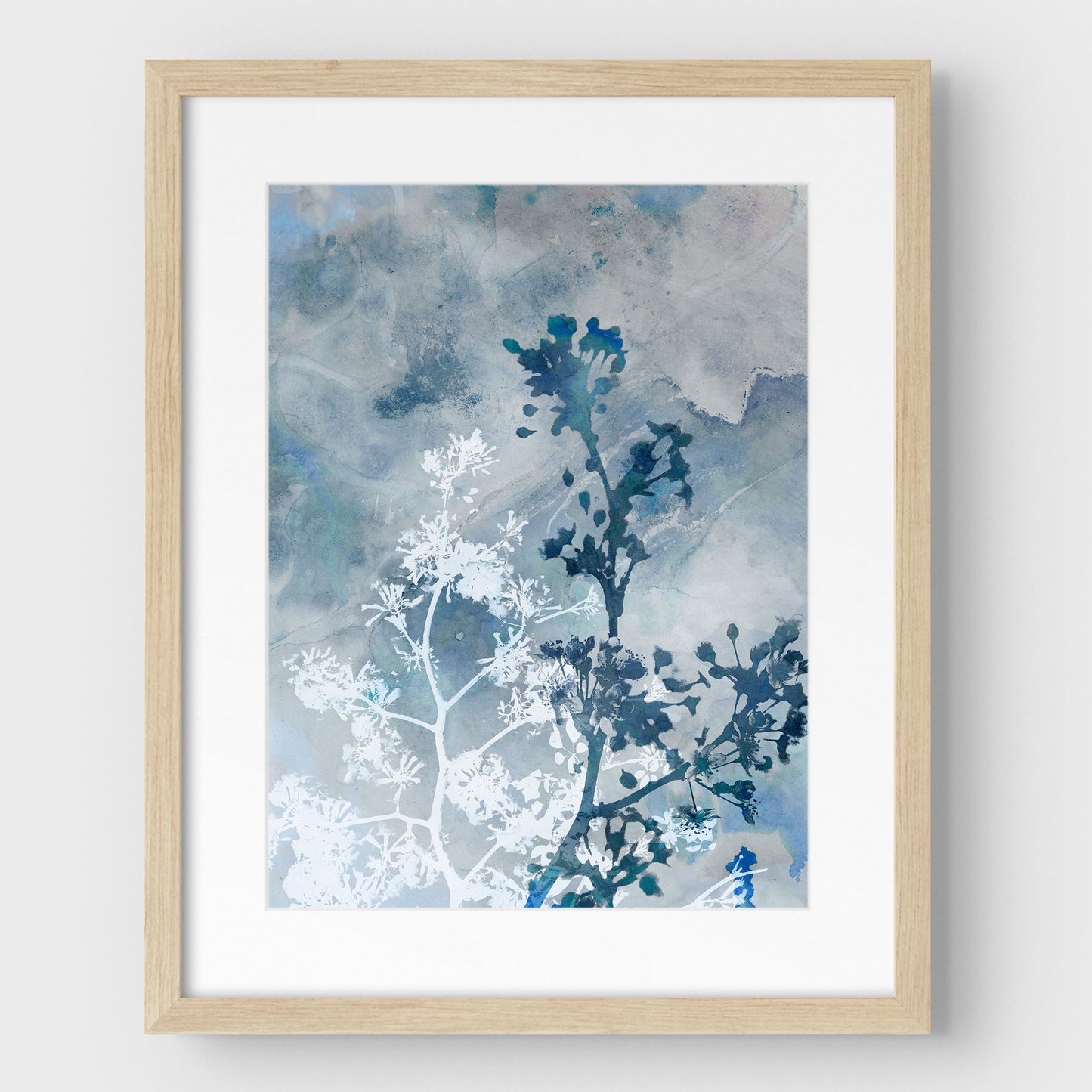 Blue Botanical Silhouette Print
