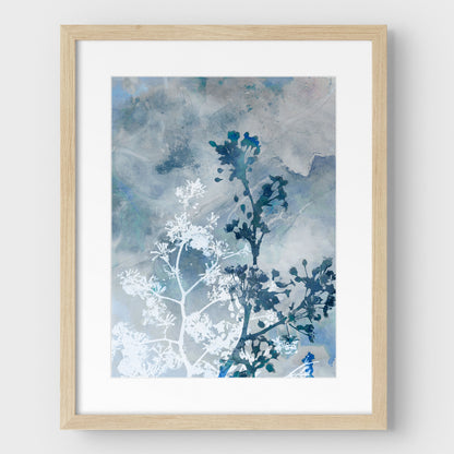 Blue Botanical Silhouette Print