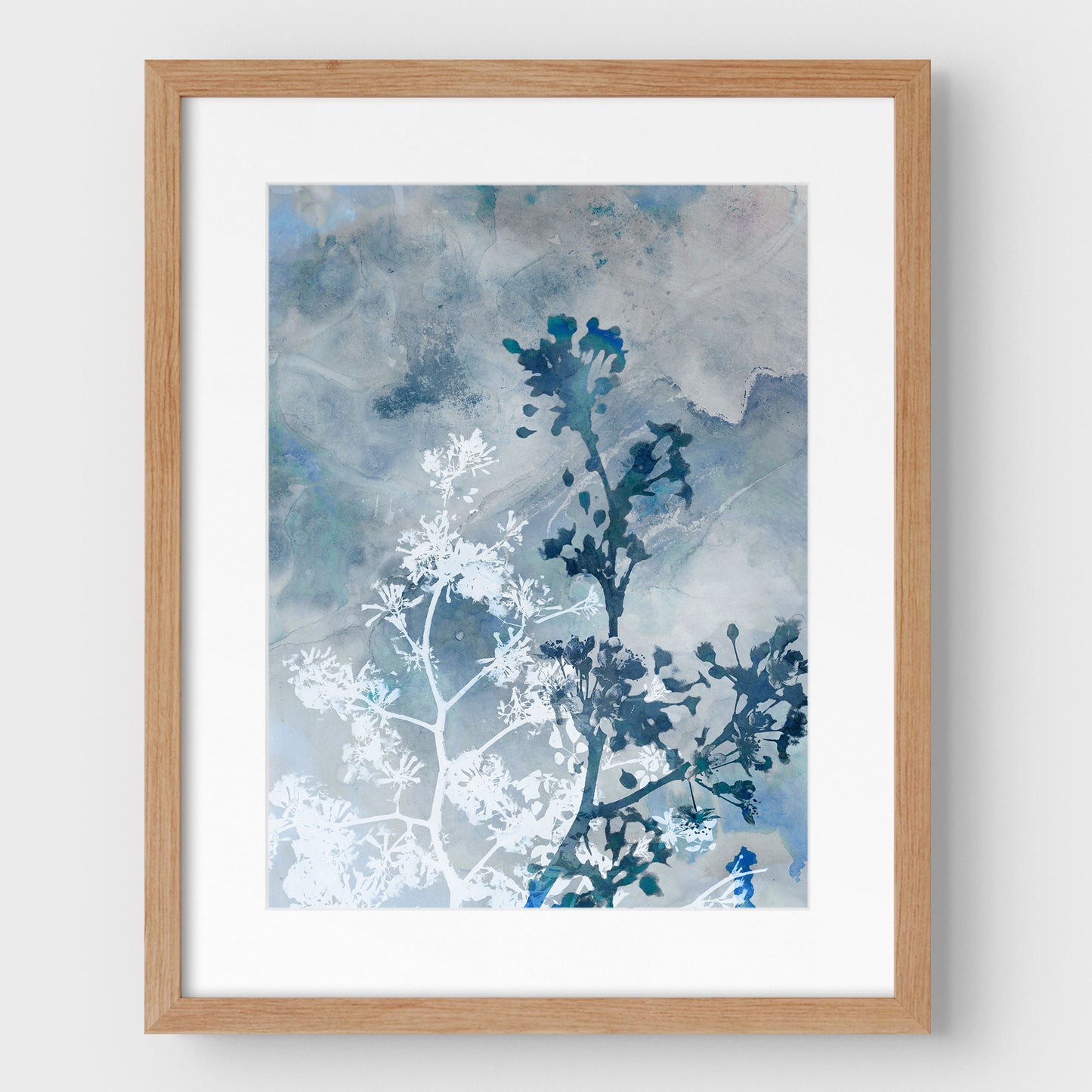 Blue Botanical Silhouette Print
