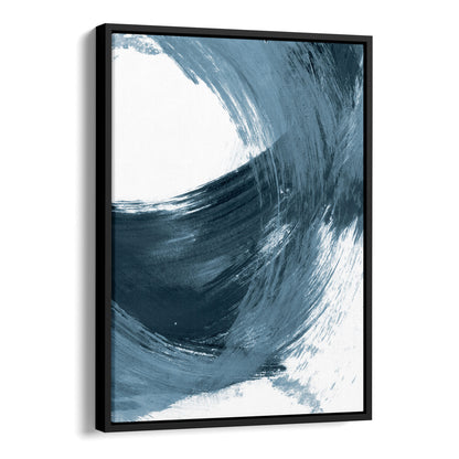 Blue Minimalist Abstract Curved Brush Stroke Painting Print