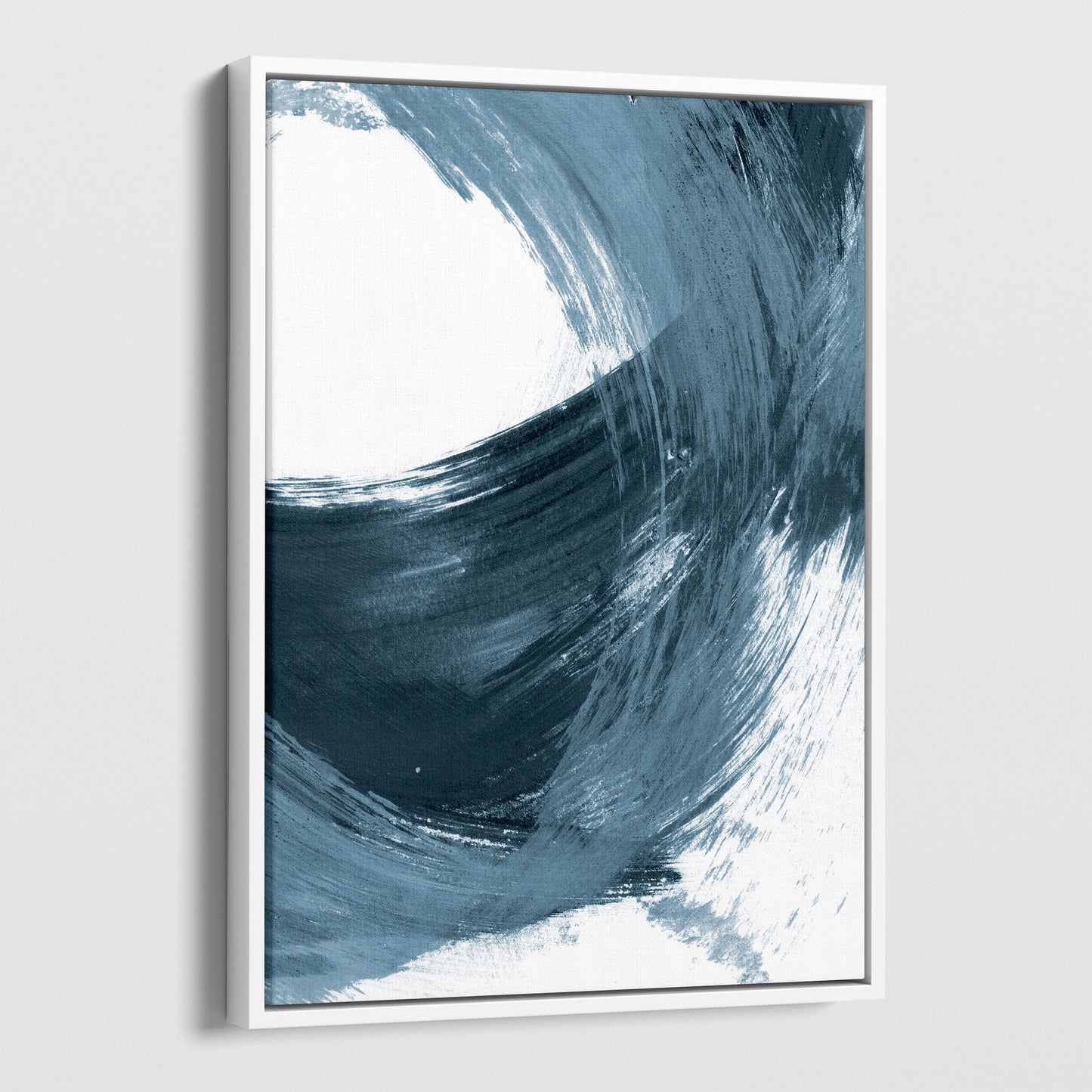 Blue Minimalist Abstract Curved Brush Stroke Painting Print