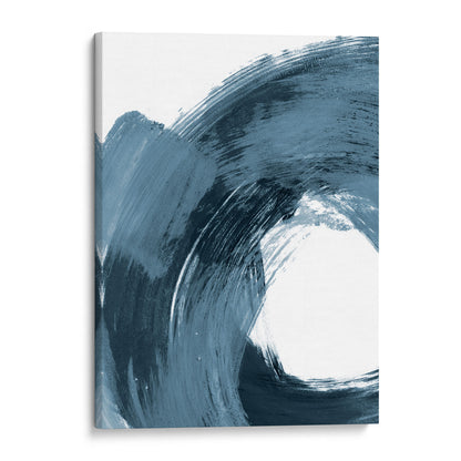 Curved Brush Stroke Blue Minimalist Abstract Painting Print