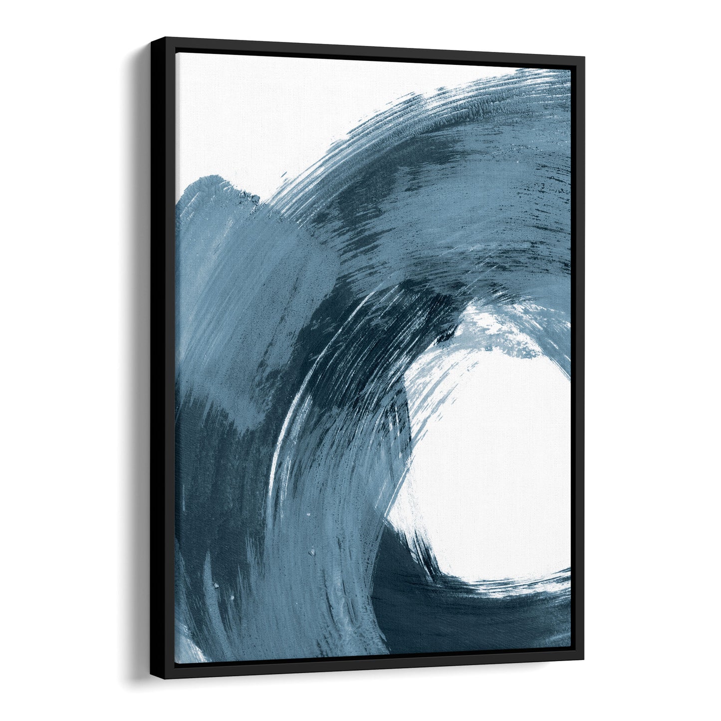 Curved Brush Stroke Blue Minimalist Abstract Painting Print