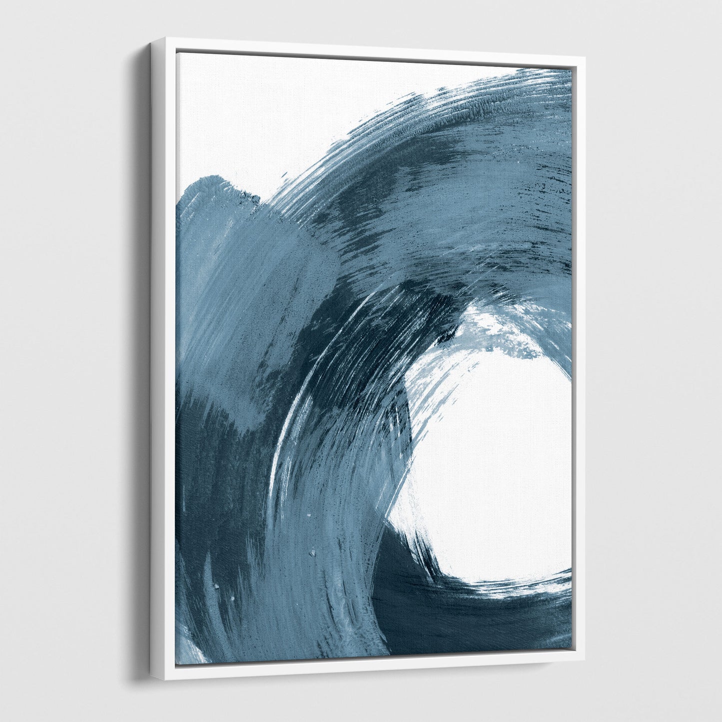 Curved Brush Stroke Blue Minimalist Abstract Painting Print