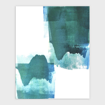 Teal Minimalist Abstract Watercolor Painting Print