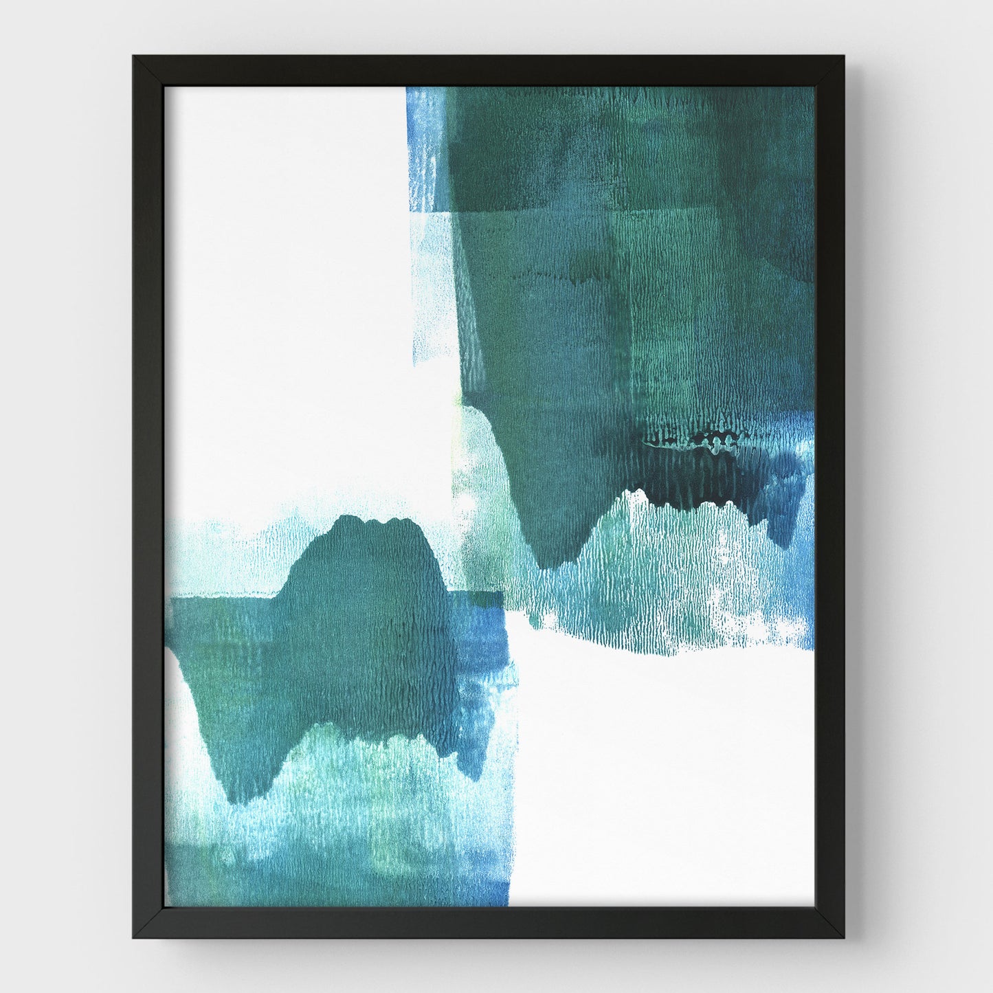 Teal Minimalist Abstract Watercolor Painting Print