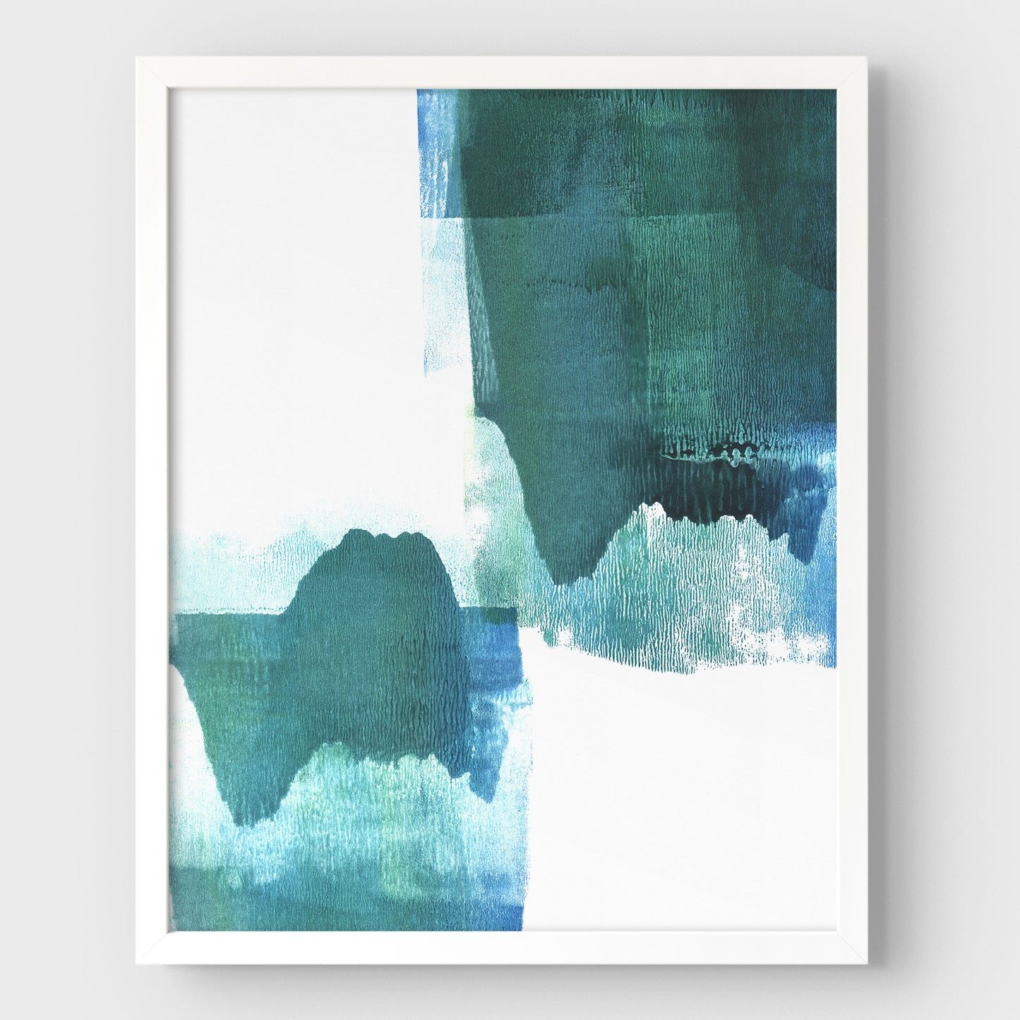 Teal Minimalist Abstract Watercolor Painting Print