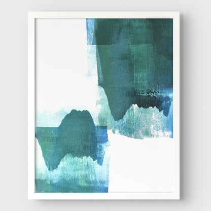 Teal Minimalist Abstract Watercolor Painting Print