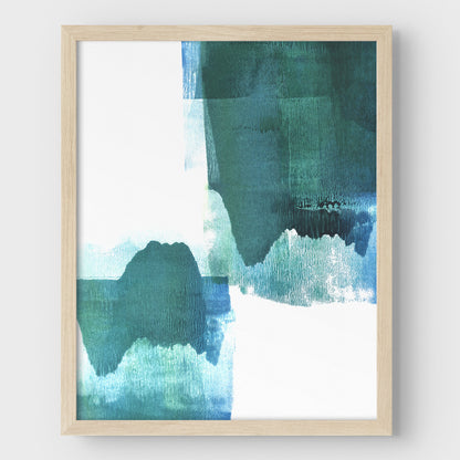 Teal Minimalist Abstract Watercolor Painting Print