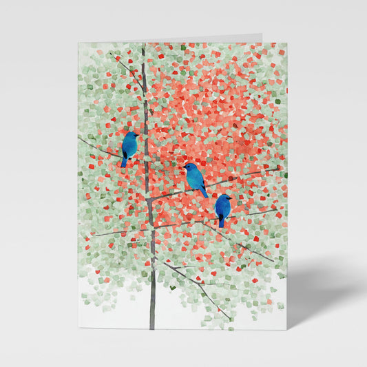 Bluebirds in Autumn Maple Tree Note Cards
