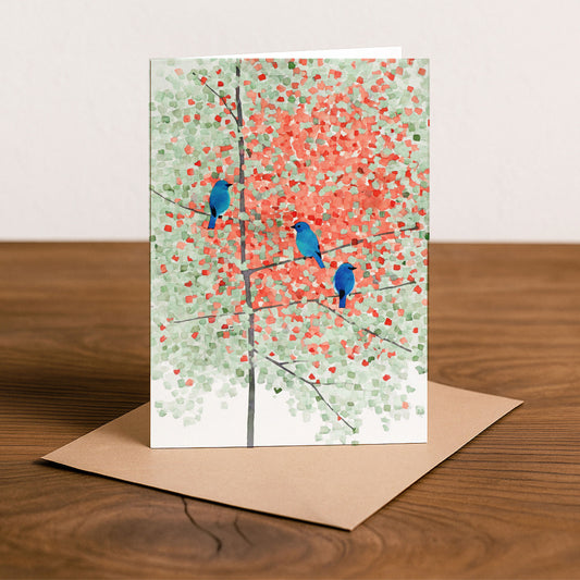 Bluebirds in Autumn Maple Tree Note Cards