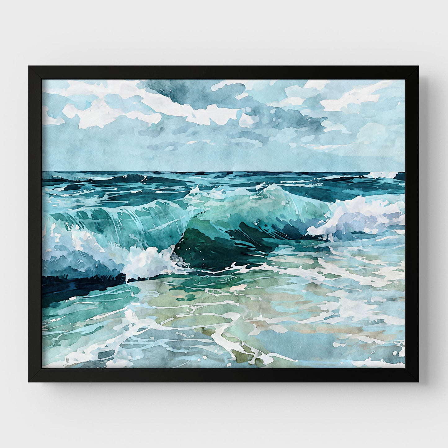 Breaking Wave Ocean Watercolor Print