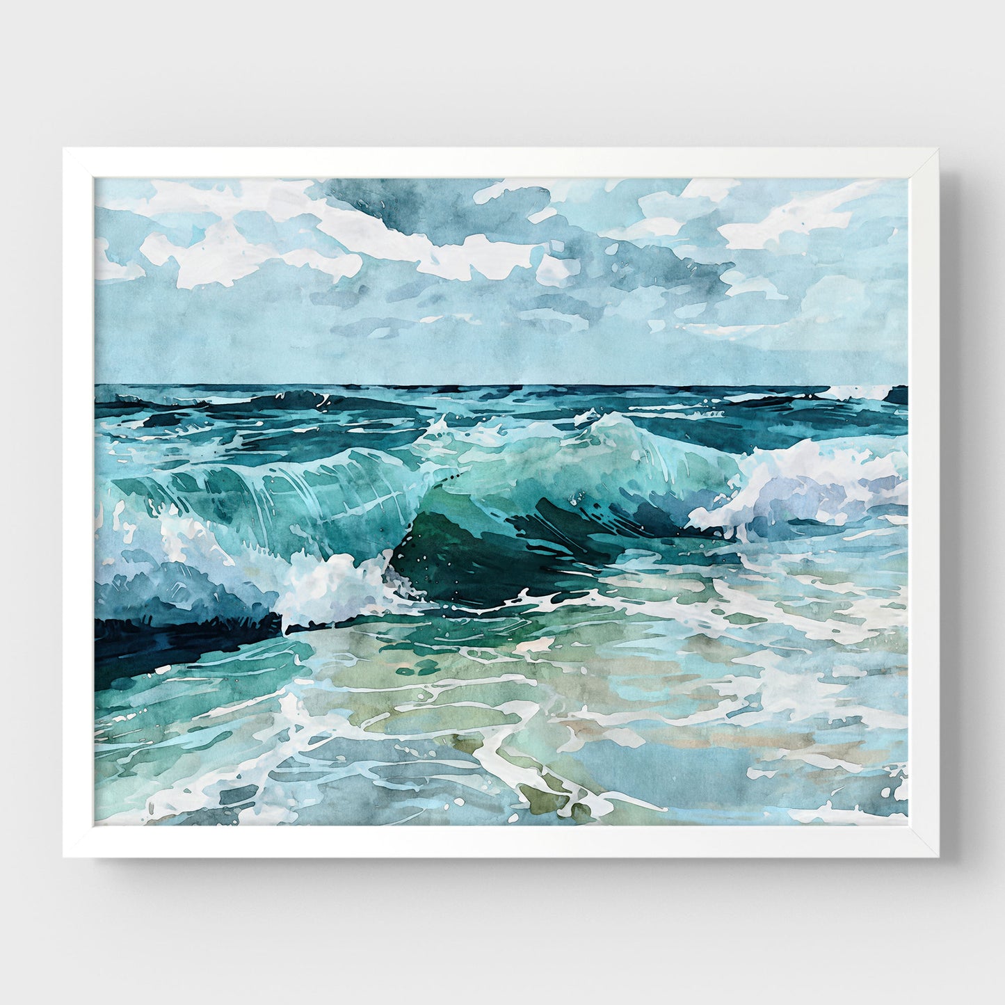 Breaking Wave Ocean Watercolor Print