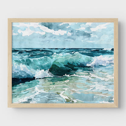 Breaking Wave Ocean Watercolor Print
