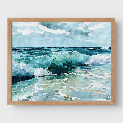 Breaking Wave Ocean Watercolor Print