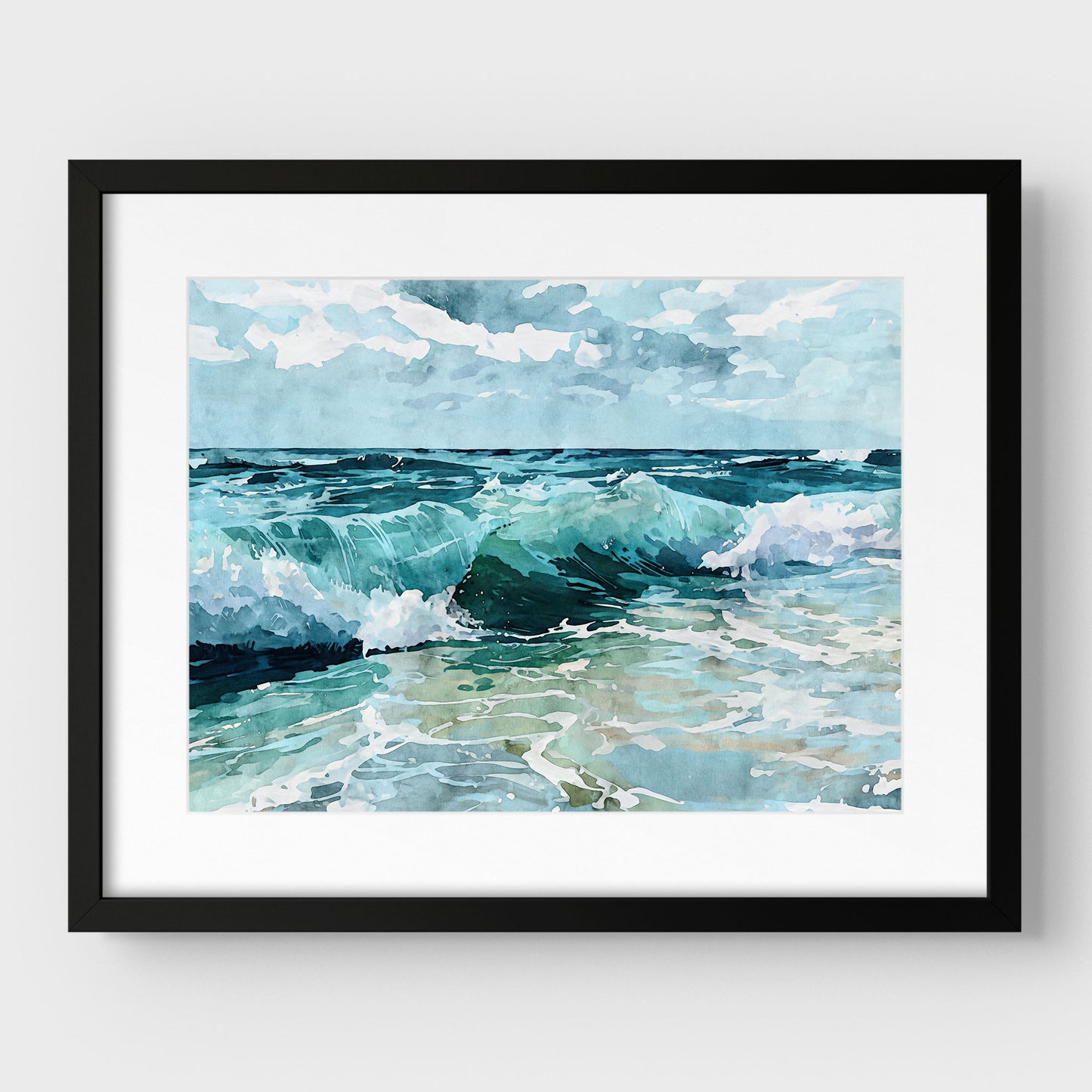 Breaking Wave Ocean Watercolor Print