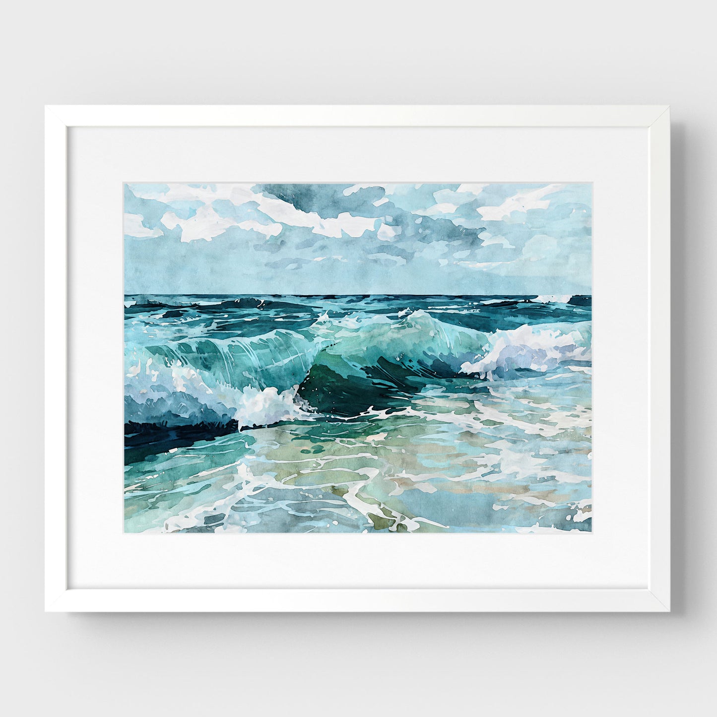 Breaking Wave Ocean Watercolor Print