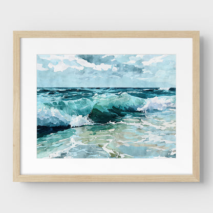 Breaking Wave Ocean Watercolor Print